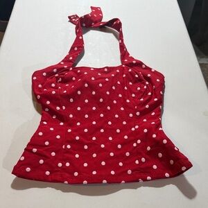 Unique Vintage Red Polka Dot Halter Top